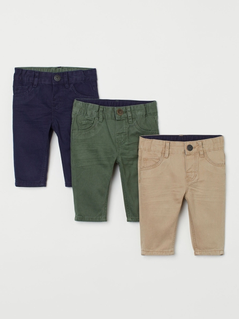 

H&M Girls Green & Navy Blue 3-Pack Twill Trousers