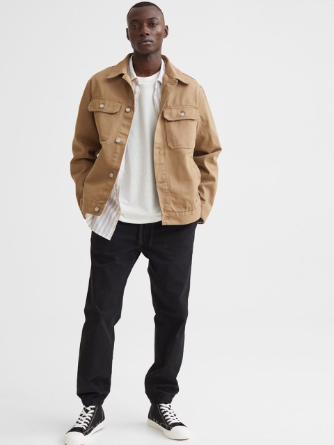 

H&M Men Black Solid Regular Fit Twill Joggers