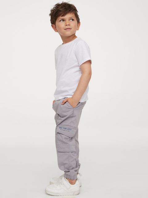 

H&M Boys Grey Solid Twill Cargo Joggers
