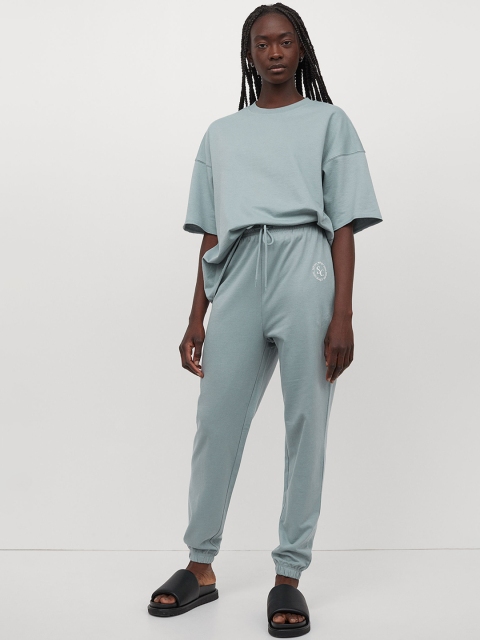 

H&M Women Turquoise Blue Solid Cotton Pyjama Bottoms