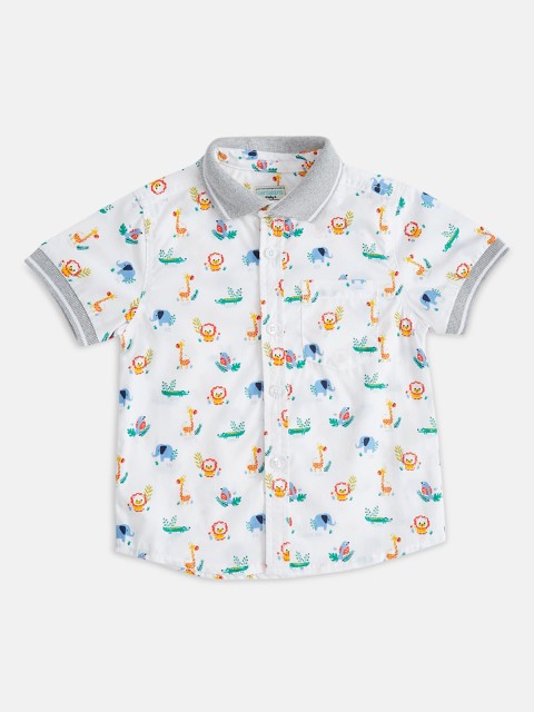 

Pantaloons Baby Boys White Printed Cotton Casual Shirt