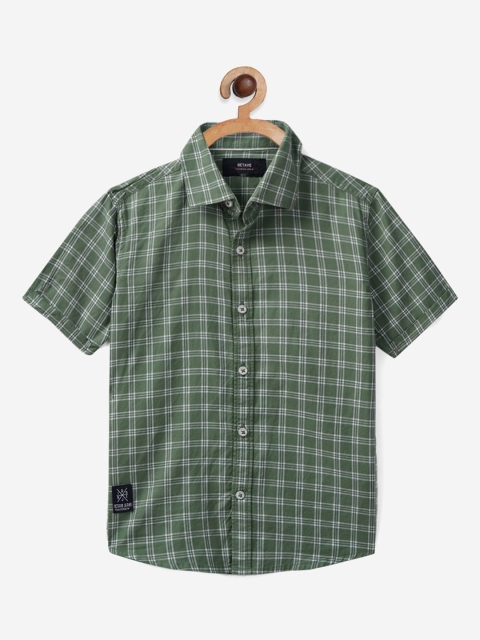 

Octave Boys Green and White Checked Casual Shirt