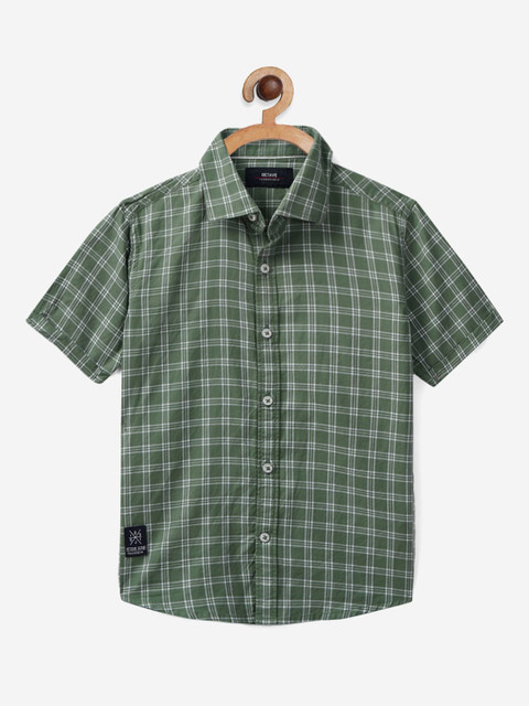 

Octave Boys Green and White Checked Casual Shirt