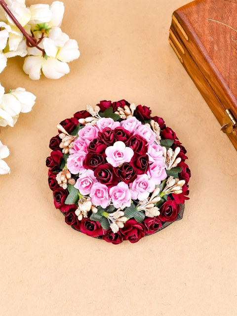 

Silvermerc Designs Women Pink & Red Floral Juda Hair Bun