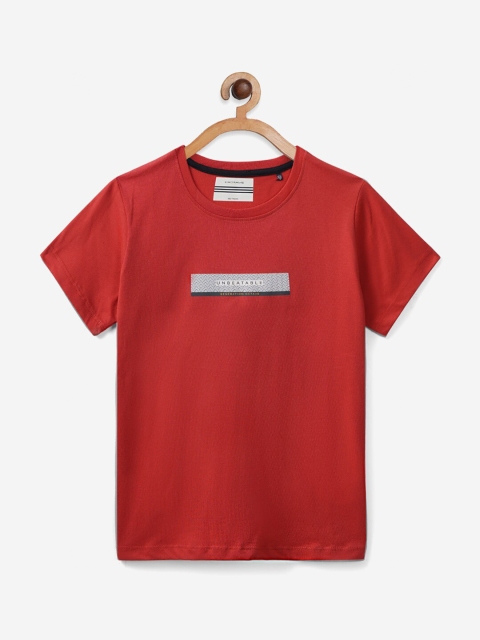 

Octave Boys Red Printed Applique T-shirt