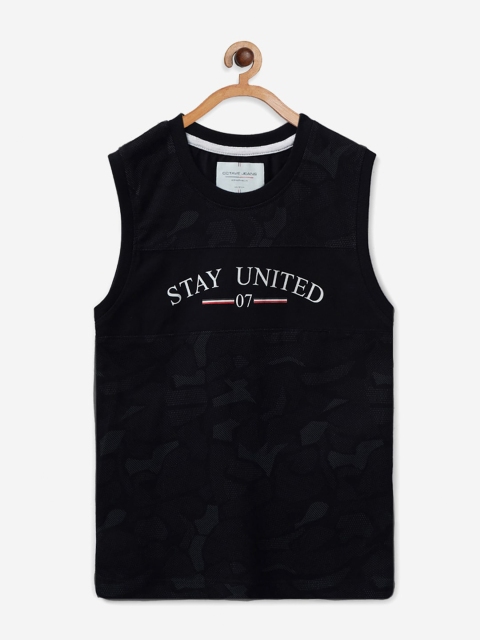 

Octave Boys Black Typography Printed T-shirt