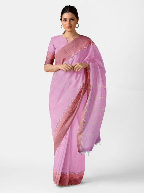 

Taneira Pink & Brown Pure Cotton Saree