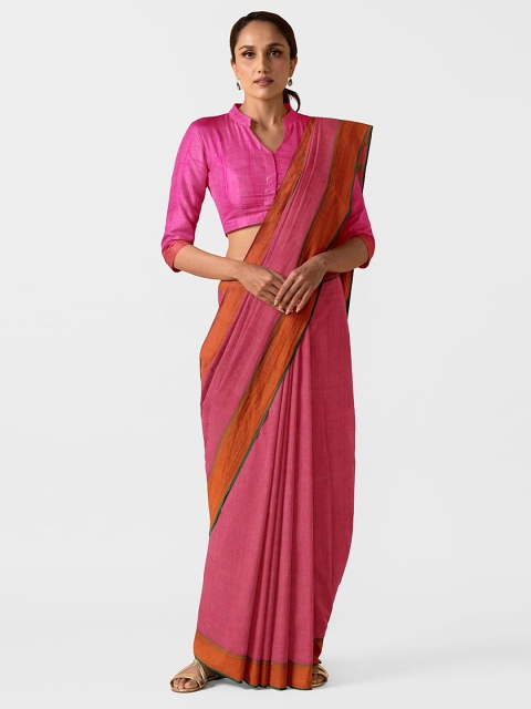 

Taneira Pink & Orange Pure Cotton Mangalagiri Saree