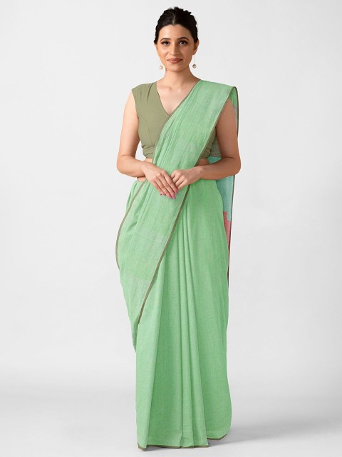 

Taneira Green & Pink Linen Blend Saree