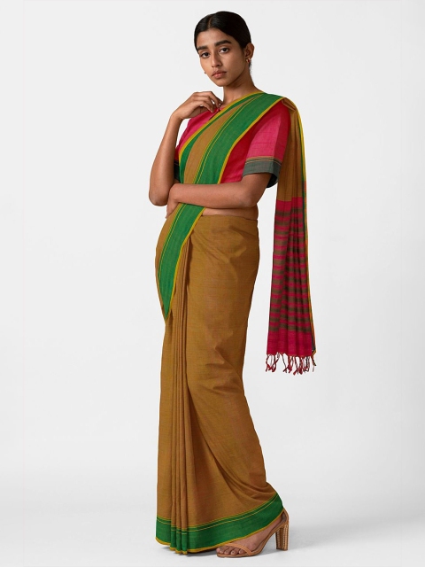 

Taneira Brown & Green Pure Cotton Mangalagiri Saree