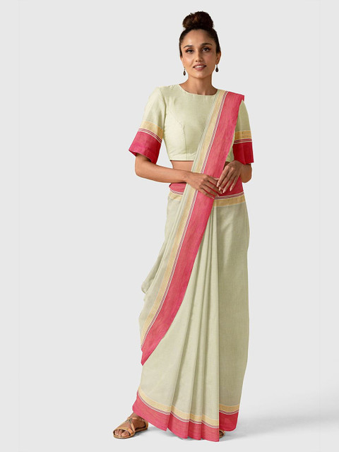 

Taneira Green & Pink Pure Cotton Saree