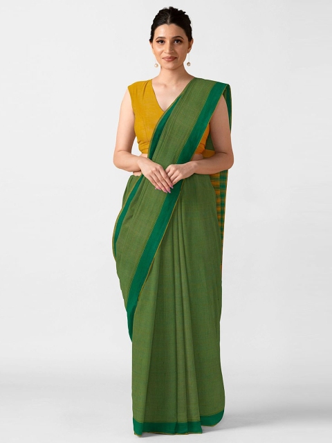 

Taneira Green & Mustard Yellow Pure Cotton Mangalagiri Saree