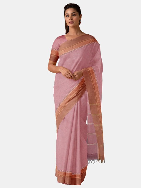 

Taneira Pink & Brown Pure Cotton Saree