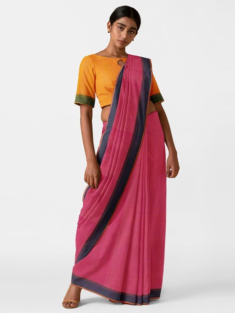 

Taneira Pink & Mustard Pure Cotton Mangalagiri Saree