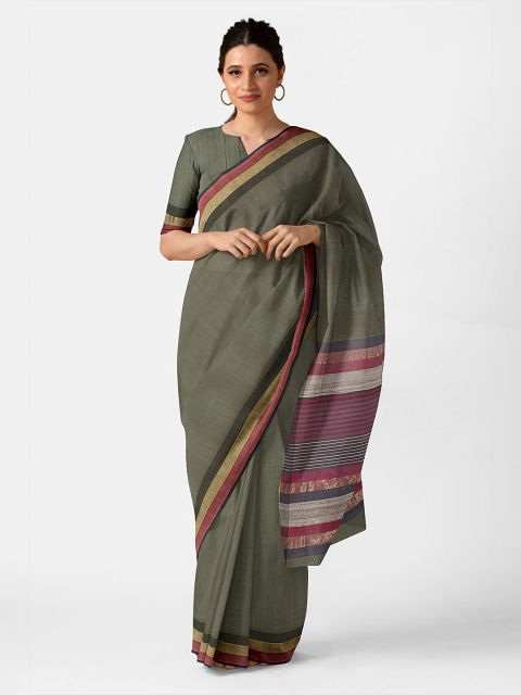 

Taneira Green & Maroon Silk Cotton Maheshwari Saree
