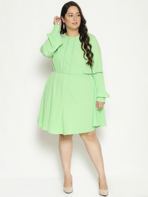 

Oxolloxo Green Satin A-Line Dress