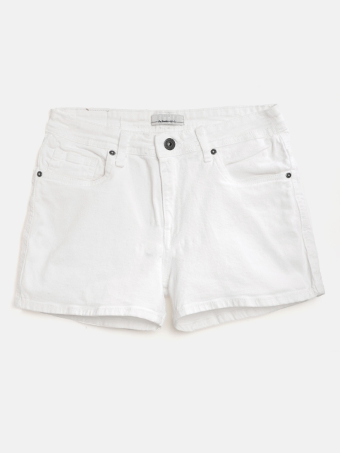 

UTH by Roadster Girls White Solid Denim Shorts