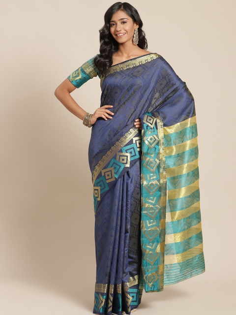 

SUTRAM Navy Blue Silk Blend Saree