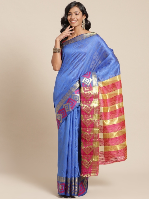 

SUTRAM Blue Woven Design Silk Blend Saree