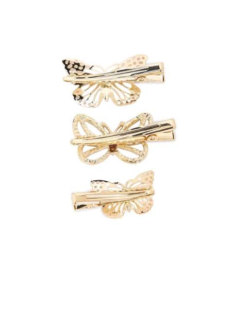 

FOREVER 21 Women Gold-Toned & White Set of 3 Embellished Alligator Hair Clips