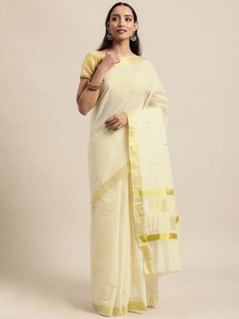 

Thara Saree Off White Pure Cotton Kasavu Sarees