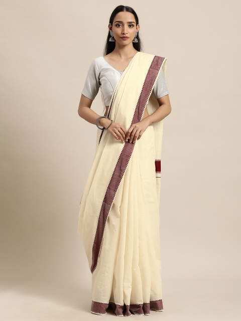 

Thara Saree Off White Pure Cotton Kasavu Sarees