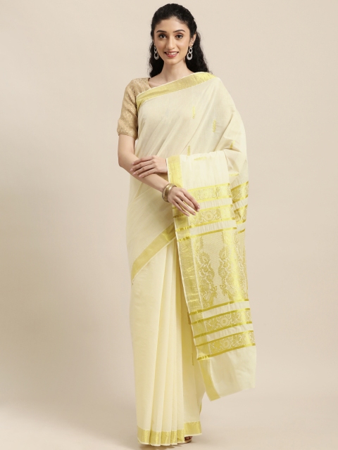 

Thara Saree Off White Zari Pure Cotton Kasavu Sarees