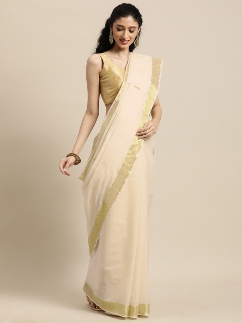 

Thara Saree Off White Zari Pure Cotton Kasavu Sarees