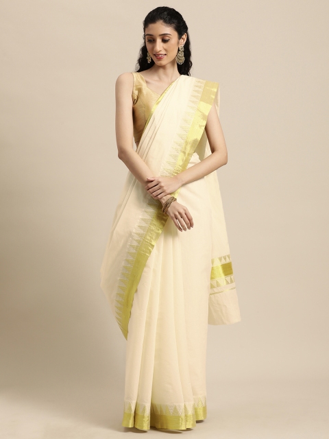 

Thara Saree Off White Pure Cotton Kasavu Sarees