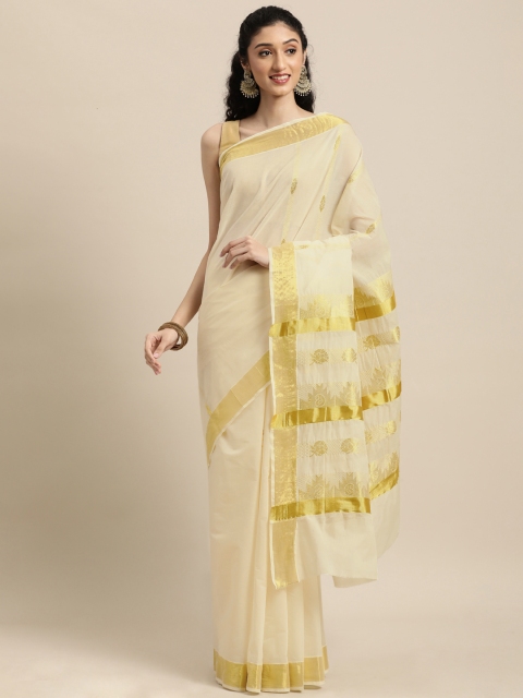 

Thara Saree Off White Zari Pure Cotton Kasavu Sarees