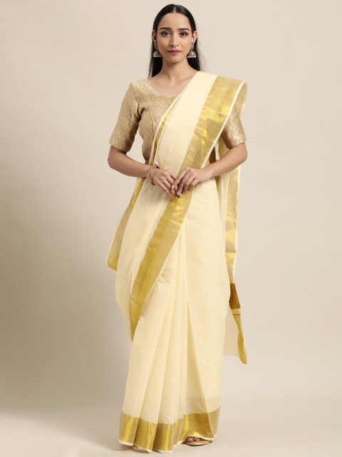 

Thara Saree Off White Pure Cotton Kasavu Sarees