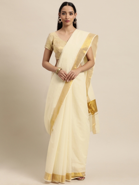 

Thara Saree Off White Pure Cotton Kasavu Sarees