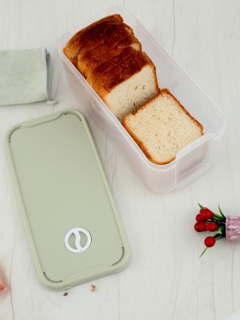 

YOYOSO Set Of 3 Green & Off-White Plastic Storage Box With Lid