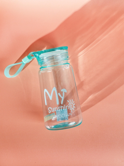 

YOYOSO Set Of 2 Blue & Transparent Printed Plastic Water Bottles With Lid 450 ML