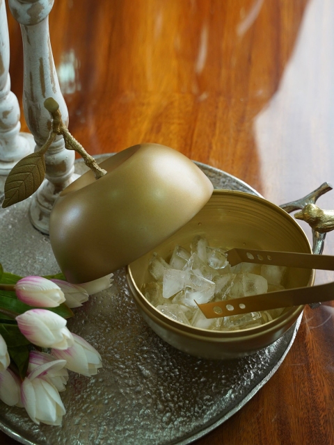 

Folkstorys Gold-Toned Solid Apple-Shaped Handmade Ice Bucket