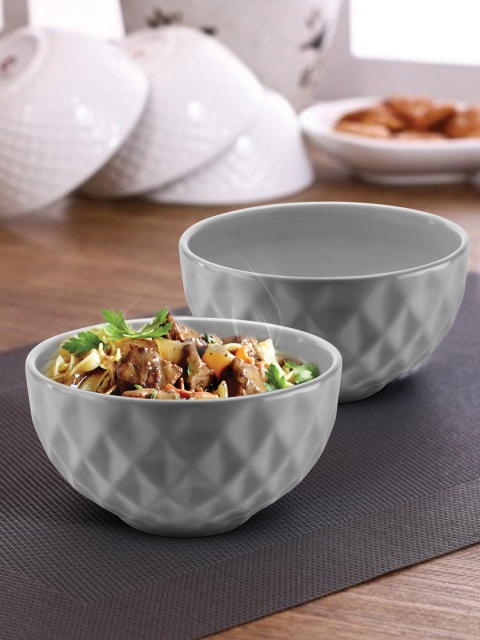 

URBAN CHEF Set Of 2 Grey Prism Handcrafted Ceramic Bowls