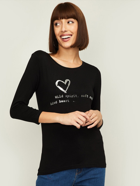 

Fame Forever by Lifestyle Women Black Typography Printed T-shirt