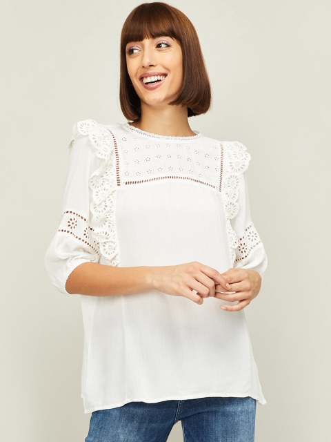 

Fame Forever by Lifestyle White Puff Sleeve Regular Top