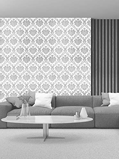 

Wollzo Grey & White Printed Decorative Wallpaper