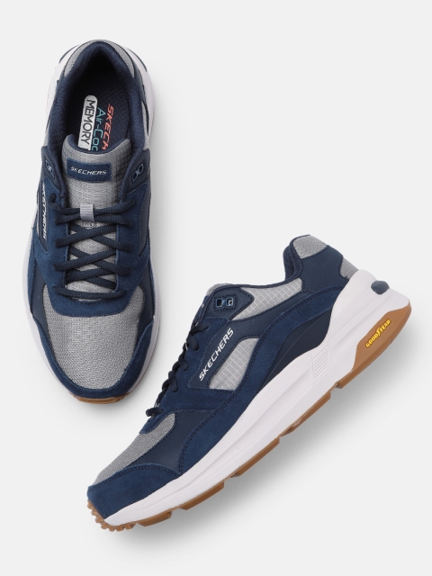 

Skechers Men Navy Blue & Grey Colourblocked Global Jogger Sneakers