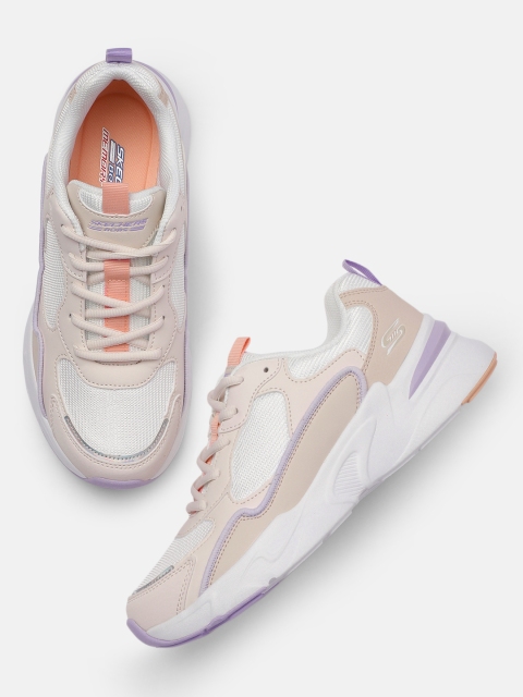 

Skechers Women Beige BOBS BAMINA - CHILL ZONE Colourblocked Sneakers