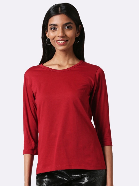 

Bewakoof Women Red Slim Fit T-shirt