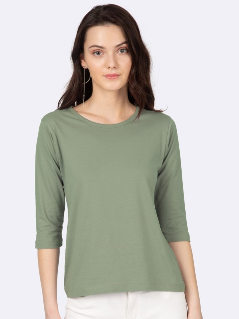 

Bewakoof Women Green Slim Fit T-shirt