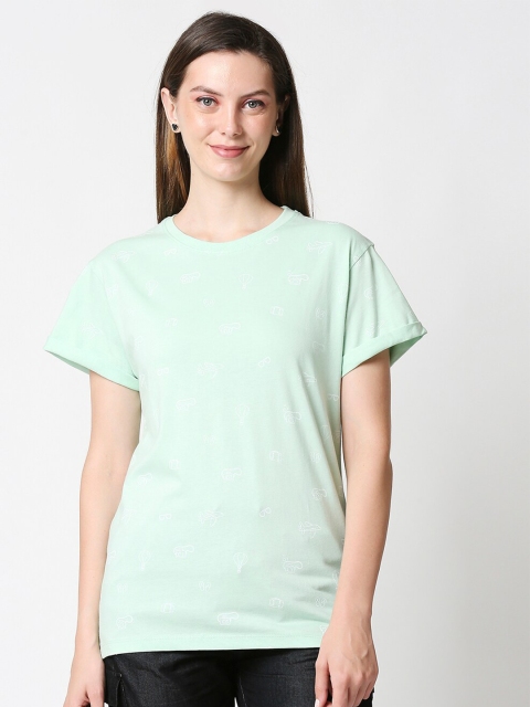 

Bewakoof Women Green Printed T-shirt