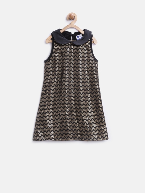 

612 league Girls Black Sequinned A-line Dress
