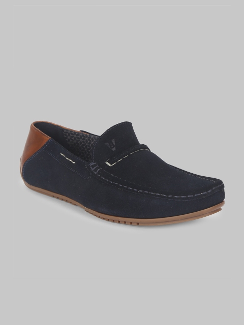 

V8 by Ruosh Men Navy Blue Colourblocked Leather Loafers