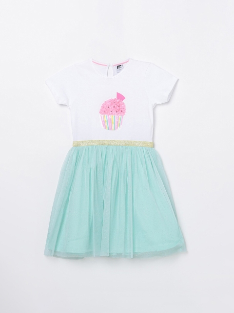

Fame Forever by Lifestyle Sea Green & White Net Dress