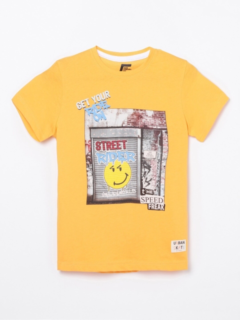 

Fame Forever by Lifestyle Boys Yellow & Grey Printed T-shirt