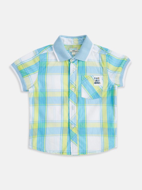 

Pantaloons Baby Boys White Tartan Checks Checked Casual Shirt