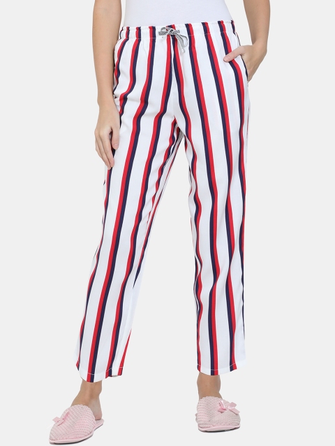 

Bareblow Women White & Red Striped Lounge Pants